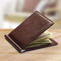 Ultra-thin Men's Money Clip Wallet Vintage Genuine Leather Bifold Card Holder Purse Mini High Quality Male Money Purse Cartera. 