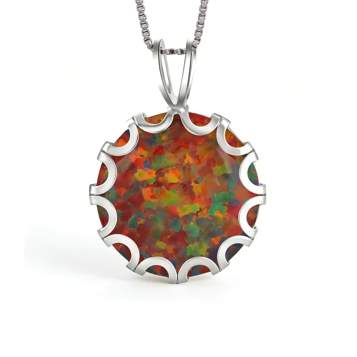 Wave%20Frame%20Opal%20Pendant%20Necklace,Round%20Blue%20Green%20Opal%20with%20Red%20Fire,White%20K%20Plated%20Floral%20Jewelry,Dainty%20Charms%20Gift%20for%20Women%20-%20Image%207