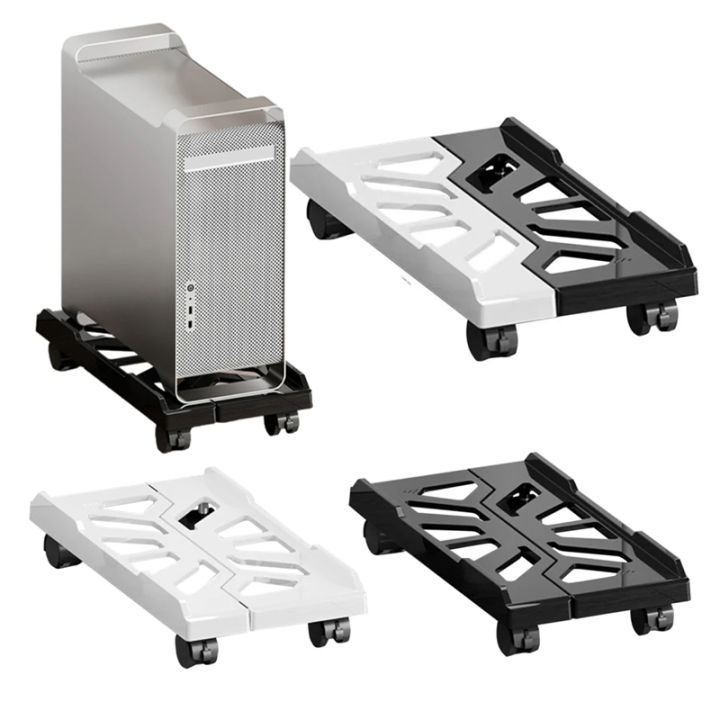 Black White Adjustable Mobile CPU Stand, Ventilated Computer Tower ...