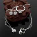 925 Sterling Silver Cute Solid Christmas gift noble fashion elegant women shiny crystal CZ necklace earring ring jewelry Set. 