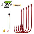 9KM Aberdeen Hook Red 50-200pcs 2X Long Shank Light Wire Fishing Hook for Sunfish Small Bass Trout Freshwater Fishing.