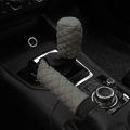 2 Sets PU Leather Stereo Embroidery Car Handbrake Cover Handle Set Manual Gear General Automotive Supplies. 