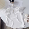 Bear Leader White Girls Short Sleeve T-Shirt Summer Kids Lace Sleeve Blouse Children's Clothing School Clothes Tops Kids Clothes.