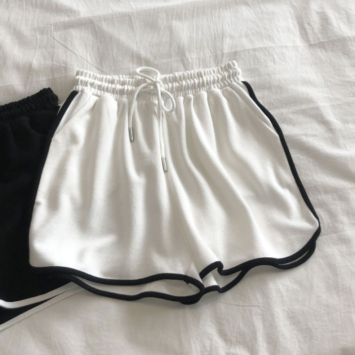 Women%20Striped%20Casual%20Shorts%20Korean%20Harajuku%20Loose%20All%20Match%20Sports%20Shorts%20Summer%20Fashion%20Simple%20Yoga%20Thin%20Mini%20Shorts%20Female%20-%20Image%205