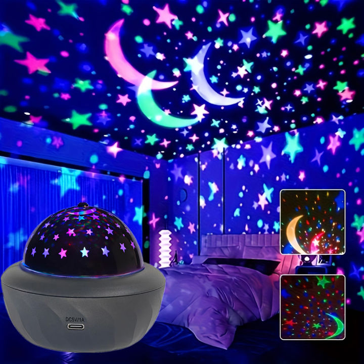Projectable Night Light Stars USB RGB Starry Night Sky Projector Lamp with Moon&Stars Night Lights ...