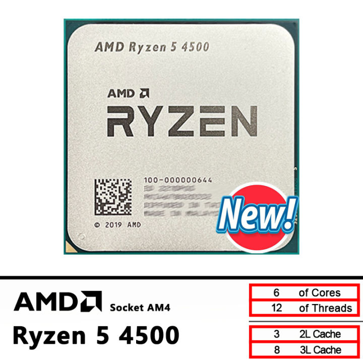 AMD New Ryzen 5 4500 R5 4500 3.6 GHz 6-Core 12-Thread CPU 7NM L3=8M 100 ...