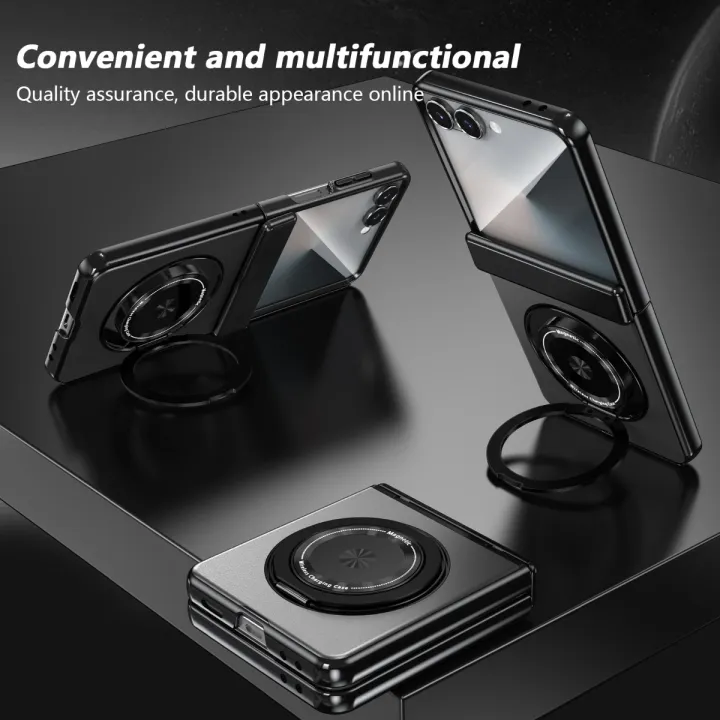 360%20Rotating%20Ring%20Holder%20Magnetic%20Hinge%20Protection%20Phone%20Case%20for%20Samsung%20Galaxy%20Z%20Flip%207%206%205%204%203%20Flip7%20with%20Tempered%20Film%20Cover%20-%20Image%202