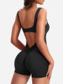 2024 Summer New Women's Yoga One Piece One Piece Vest Sleeveless One Piece Sports Shorts Fitness Sports One Piece. 