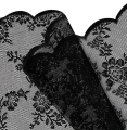1pc Black Lace Floral Botanical Aesthetic Curtains For Partition Curtains For Living Room And Bedroom, Finished Bay Window. 