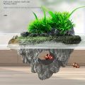 Multi-Use Aquarium Floating Island Décor Rock with Shelter for Fish, Ecological Scenery Rockery for Fish Tank Landscaping.