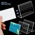 10pcs Clear Acrylic Sign Display Holder with Vertical Slanted Back, L Shape Clear Price Sign Stands Name Card Label Counter Top Stand for Restaurants Hotels Stores (9cm x 7cm). 
