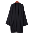 Summer Men Black Robe Samurai Clothing Solid Color Loose Asian Traditional Costume Beach Japanese Kimono Cloak Sunscreen Coat.