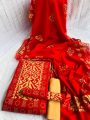 Unstitched cotton material block printed coloful comfortable three piece collection for women. 