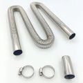 1Pc 60-300cm Car Air Diesel Parking Heater Stainless Steel Spiral Exhaust Pipe Gas Vent Hose Tailpipe Automobile Accessories.