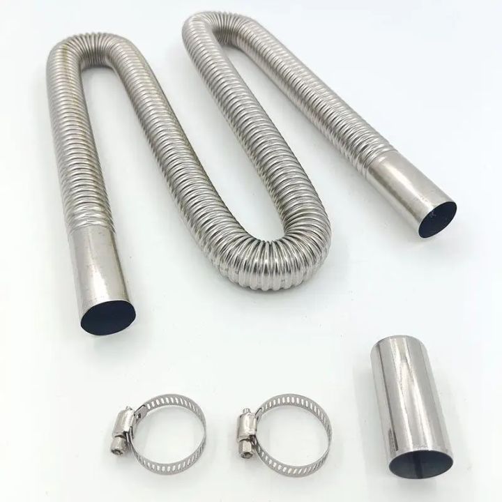 1Pc 60-300cm Car Air Diesel Parking Heater Stainless Steel Spiral Exhaust Pipe Gas Vent Hose Tailpipe Automobile Accessories