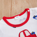 Summer Boys And Girls Cute Cartoon Car Embroidery Cotton Comfortable Casual Short Sleeve Baby Bodysuit. 