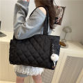 Multi Pocket Women Mailman Bag Diamond Patterned Cotton Clothing Shoulder Bag Large Capacity Tote Bag Casual Nylon Shoulder Bag. 