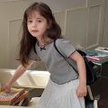 Toddler Girls Ruffle Trim Bow Knit T-Shirt 4-8 Years Kids Short Sleeve Ribbed Tops Casual Cute Summer Tee for Little Girls.