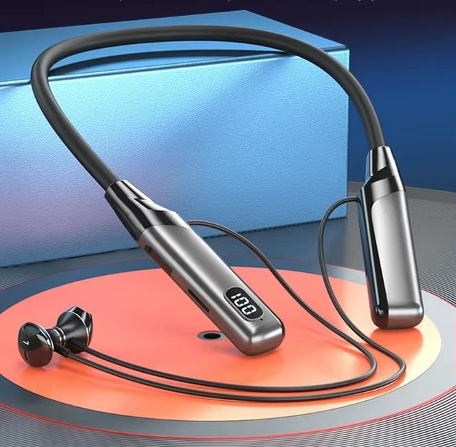 (২০০ ঘন্টা ) 200H Magnetic Neckband Wireless Bluetooth 5.3 Earbuds Long Standby Sports Music Earphones HiFi Sound Headphones Support TF Card Output 200 Hour Playback EVG