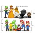 6-18pcs/set Super Mario Bros PVC Action Figure Toys Dolls Model Set Luigi Yoshi Donkey Kong Mushroom for kids birthday gifts. 