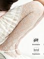 Women's White Hollow Out Tights French Gentle Style Diamond Mesh Friendly Comfortable Versatile Pantyhose For Dating Shopping. 