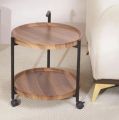 Wooden Round 2-Tier Serving Trolley. 