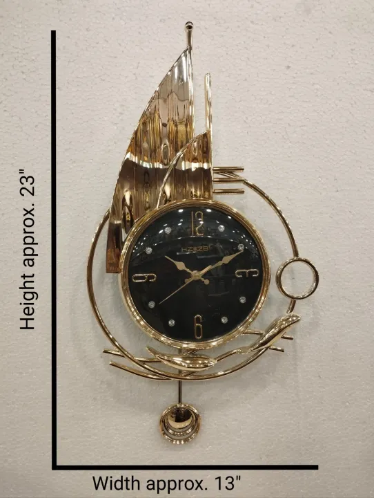 Pendulum%20Wall%20Clock%20-Plastic%20made%20%7C%20%20Black%20dial%20with%20Golden%20colour%20outter%20body.%20-%20Image%204