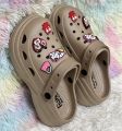 New Girls Fashion EVA Rubber Platform Crocs | High Heel Soft Sole Sandals with Cartoon Charms. 