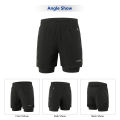 Lixada Men 2 in 1 Running Shorts Quick Drying Breathable Active Training Exercise Jogging Marathon Cycle Shorts.