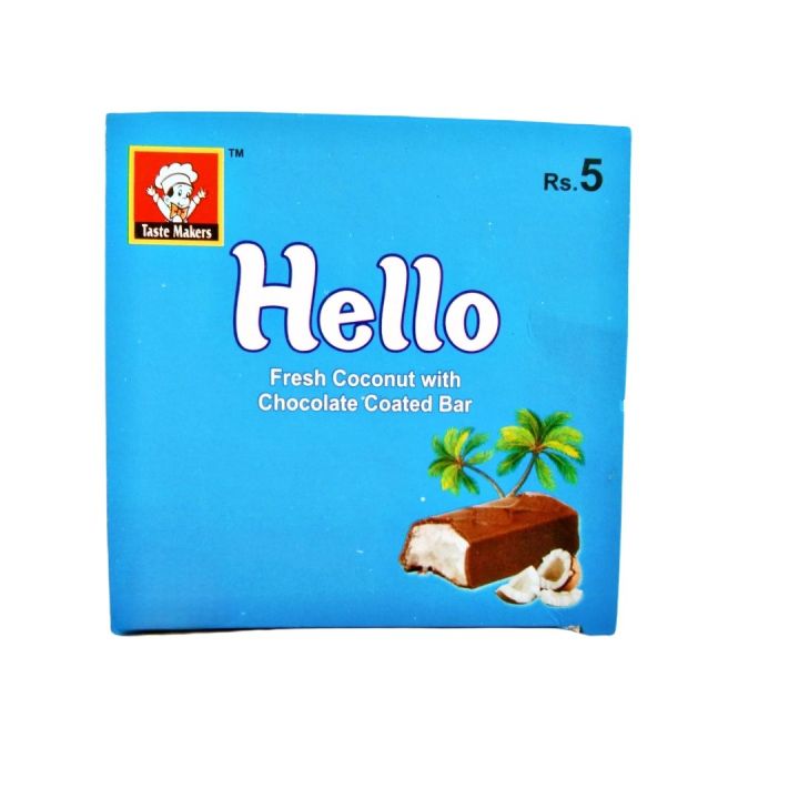 Hello chocolate Fresh Coconut with Chocolate Coated Bar Pack of 24 PCs