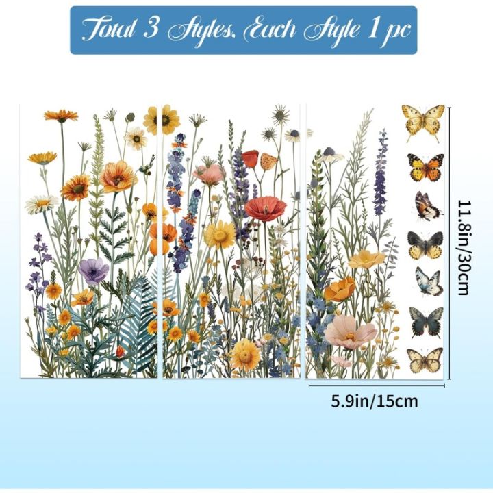 3Pcs%20Wildflowers%20Furniture%20Transfer%206x12inch%20Butterflies%20and%20Flowers%20Rub%20on%20Transfer%20Self-Adhesive%20Wall%20Art%20Decals%20for%20Bedroom%20-%20Image%203