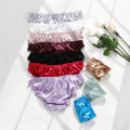 Hot Sale Ladies Frill Trim Satin 100% Ice Silk Seamless No Show Underwear Invisible Briefs Women's Panties. 