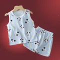 Children's clothing, shirt, handle + shorts, sleeveless shirt, cotton fabric. C20. 