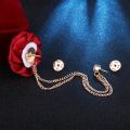 Korean Wedding Brooches Cloth Rose Flower Brooch Lapel Pin Badge Tassel Chain Men's Suit Accessories for Bridegroom.