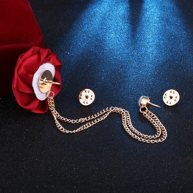 Korean%20Wedding%20Brooches%20Cloth%20Rose%20Flower%20Brooch%20Lapel%20Pin%20Badge%20Tassel%20Chain%20Men's%20Suit%20Accessories%20for%20Bridegroom%20-%20Image%202