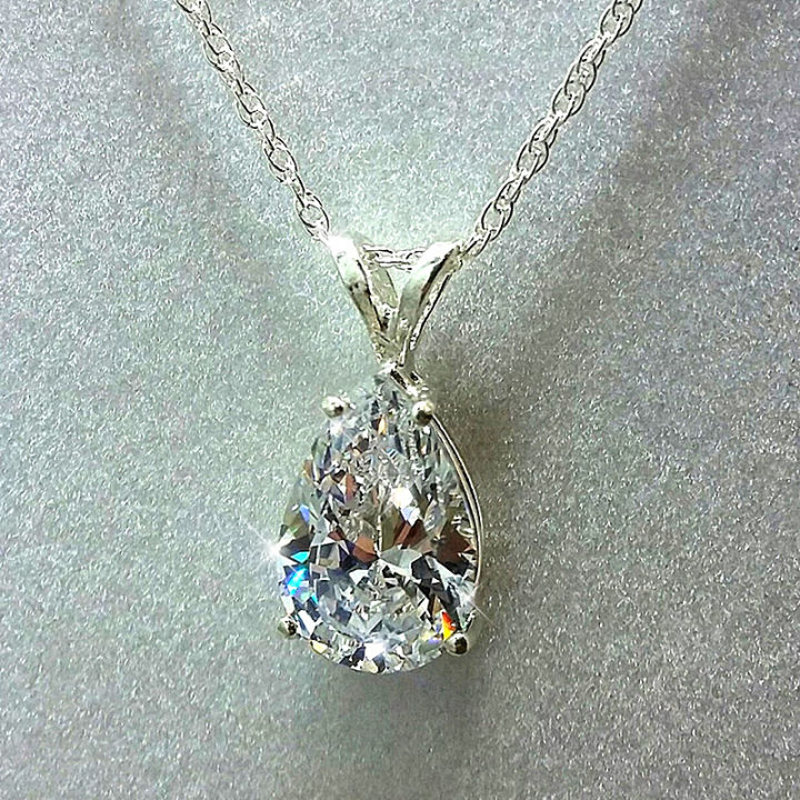 Huitan Water Drop Cubic Zirconia Crystal Women's Necklace Simple and Elegant Female Accessories  Wedding Jewelry 2021 Trendy