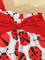 Summer Adorable  Ladybug Outfit 2pcs Set for Baby Girls Sleeveless T-shirt +Causal Shorts Infant Newborn Baby Girl  Clothes. 
