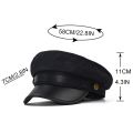 Unisex Cycling Caps PU Leather Hat Autumn Sailor Hat for Women Men Men Black Female Travel Student Hat Captain Hat Flat Top.