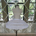 Children Girls 3 Steel Hoops White Petticoat Wedding Gown Dress Underskirt Elastic Waistband Drawstring A-Line Skirt Edge.