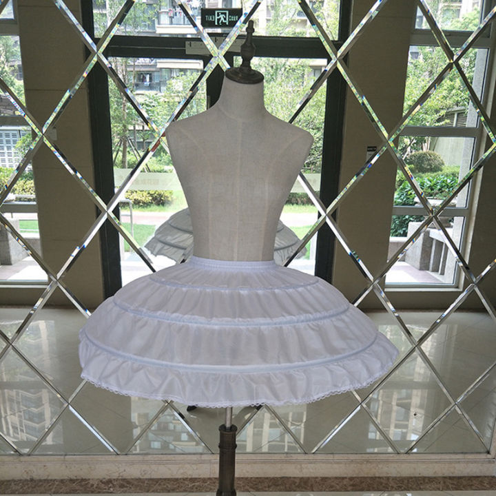 Children%20Girls%203%20Steel%20Hoops%20White%20Petticoat%20Wedding%20Gown%20Dress%20Underskirt%20Elastic%20Waistband%20Drawstring%20A-Line%20Skirt%20Edge%20-%20Image%203