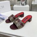 CH Brand Metal Buckle Embossed Sandals With Block Heels Open Toe Design Comfortable And Stylish Outdoor Slippers. 