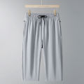 Men's Ice Silk Seven-Quarter Pants 2025 Summer Thin Riding Breeches Loose-Fit Quick-Drying Casual Solid Sports Mid-Waist Shorts. 
