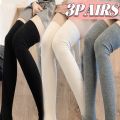 Wool Socks Woman Autumn/Winter Solid Color Thigh High Medias Lolita Thick Warm Stockings Black White Female Long Leg Socks.