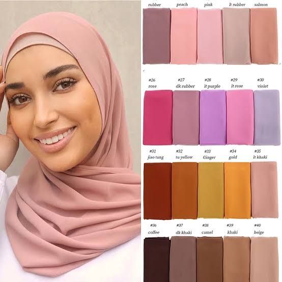 High-Quality Pure Color Bubble Chiffon Hijab – Soft Wrap Scarf for Arab Muslim Women