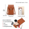 Genuine Leather Phone Bag, Crossbody Bag, Shoulder Bag with 8 Card Slots, ID Evidence Slot, Zipper Pocket, lychee Patterned Cowh. 