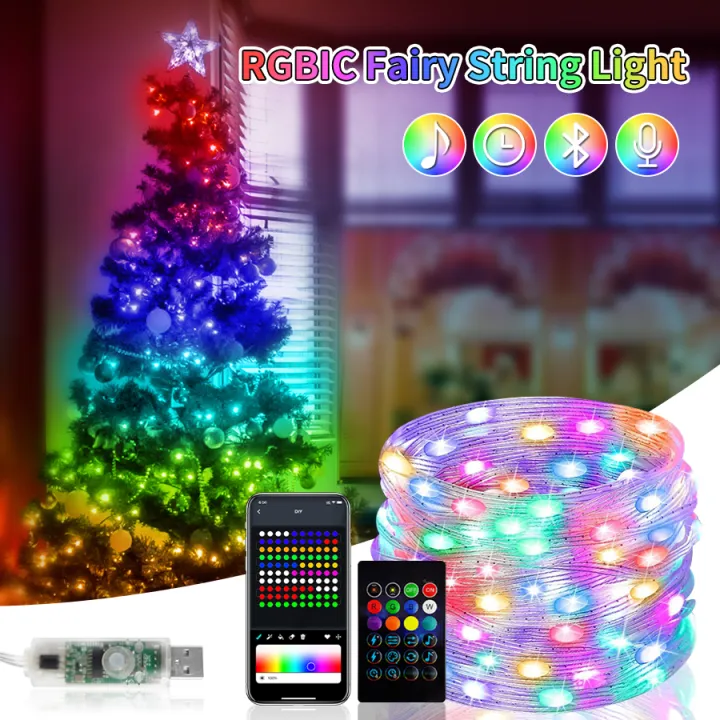 10M RGB LED String Lights WS2812B Smart IC APP Bluetooth Garland Fairy ...