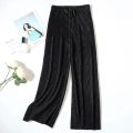Elegant  Women's Pants Leisure Solid Color Pleated Wide Leg Pants Fall New Drape Loose Nine Pants Streetwear Women Clothing. 