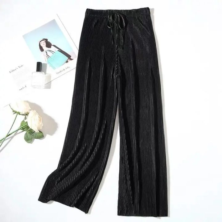 Elegant%20%20Women's%20Pants%20Leisure%20Solid%20Color%20Pleated%20Wide%20Leg%20Pants%20Fall%20New%20Drape%20Loose%20Nine%20Pants%20Streetwear%20Women%20Clothing%20-%20Image%207