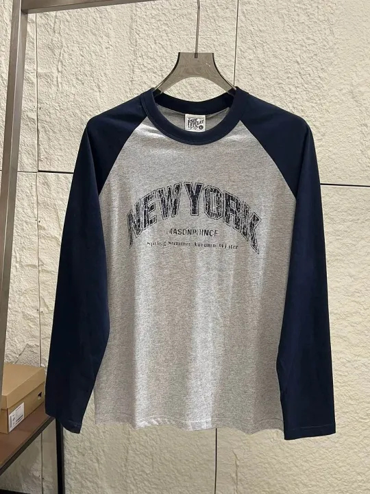 American Retro Long-sleeved O-neck Letter Printed T-shirt For Men