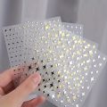 1/4 PCS 3D Metal Silver Golden Starburst  Nails Stickers Manicure French Nail Art Decoration Decal Y2K Nail Art Tips Nail Charm. 